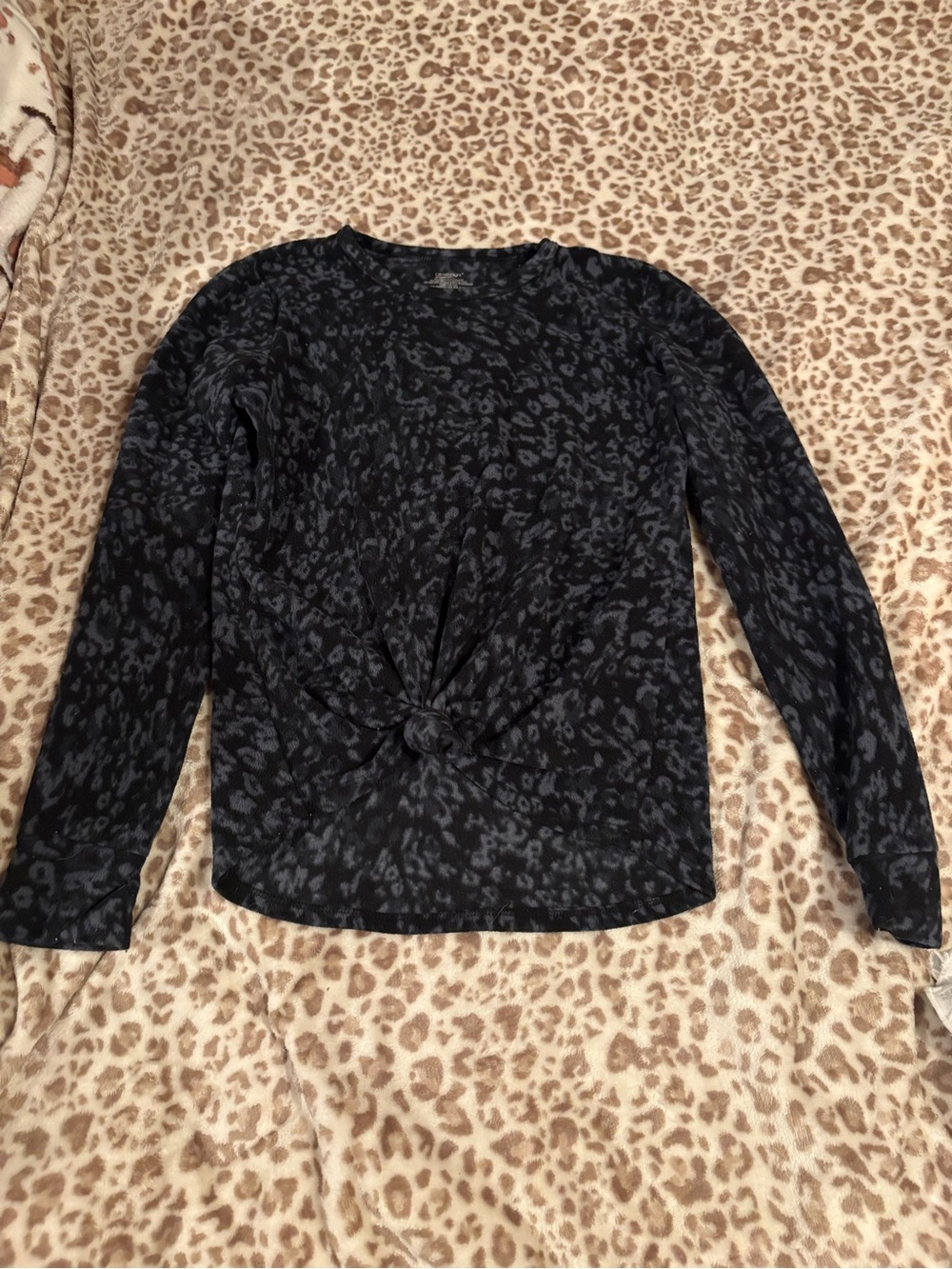 Climate Right Black Leopard Print Cozy Top Size Medium